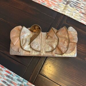 Susan Farber Collections Metallic Ruffle Clutch